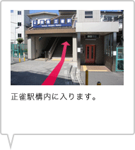 正雀駅構内に入り、階段を昇ります。