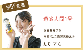 過食人間1号！ 児童教育学科　2年次 第57走者　A.O
